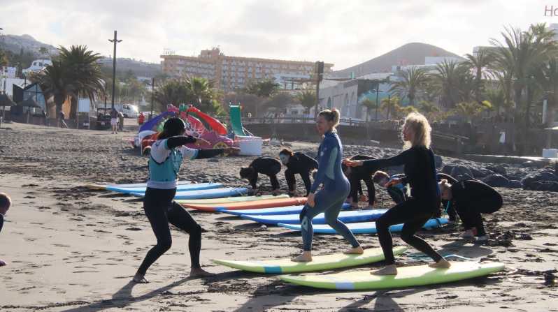 Playa de Las Americas: Surfing Group Lesson +13 Years old - The 2-hour flow: warm-up to your first real ride