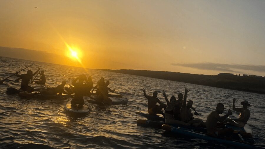 Tenerife: Sunset Stand-Up Paddleboarding Tour - La Caleta paddle time: the calm, the coves, and the cliff light